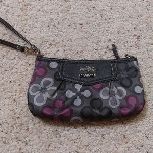 Gray, Purple, and Black Coach Wristlet